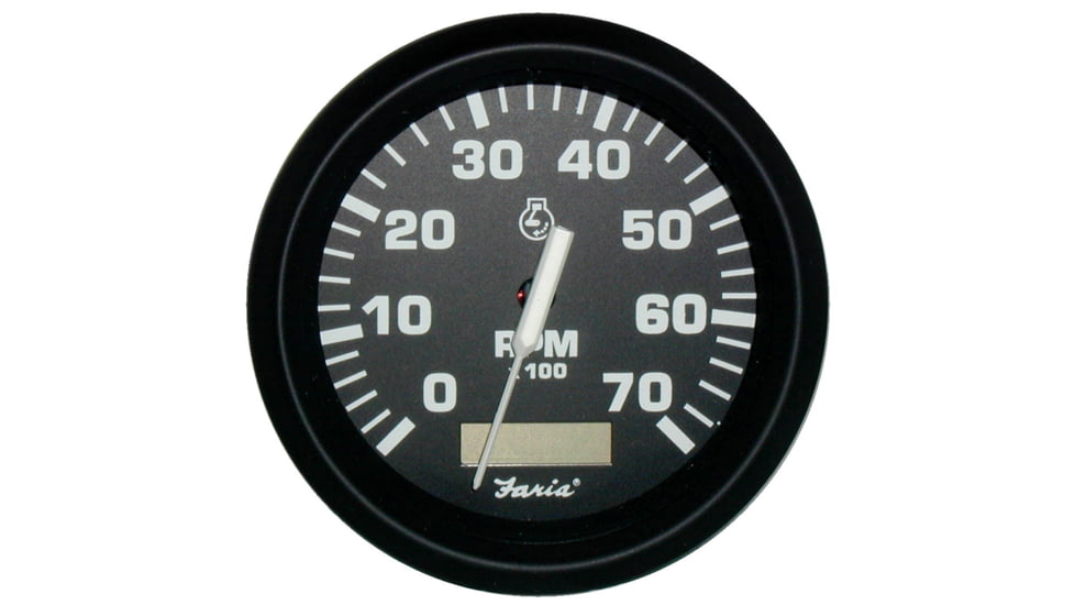 Faria Beede Instruments Euro Black 4" Tachometer w/Hourmeter - 7,000 RPM Gas - Outboard 54685