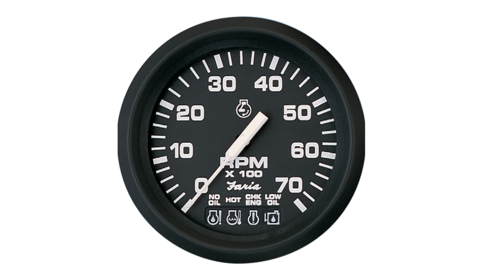 Faria Beede Instruments Euro Black 4" Tachometer w/Systemcheck Indicator - 7,000 RPM Gas - Johnson / Evinrude Outboard 54686
