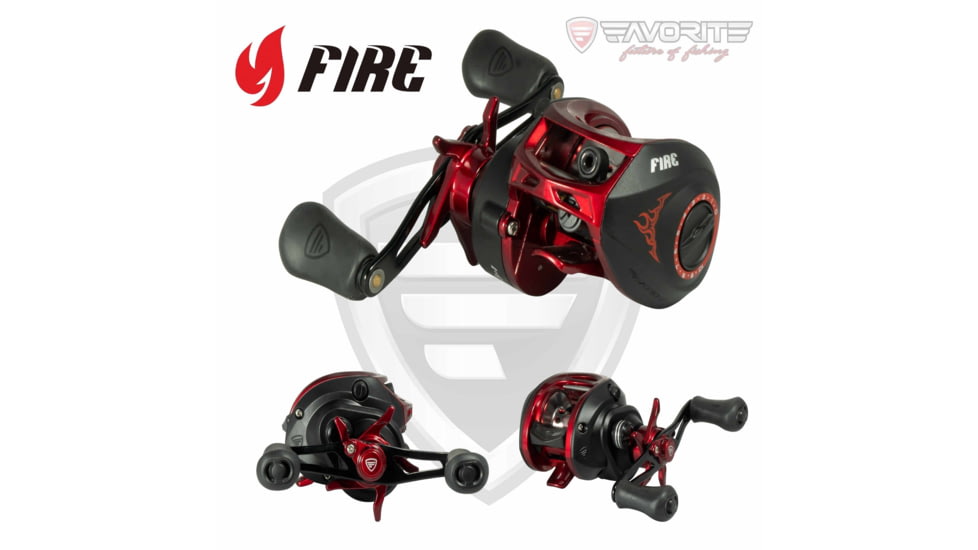 Favorite Fishing PBF Fire Stick Casting Reel, 6.4-1 Left, Hand, Red/Black, FS100NGL