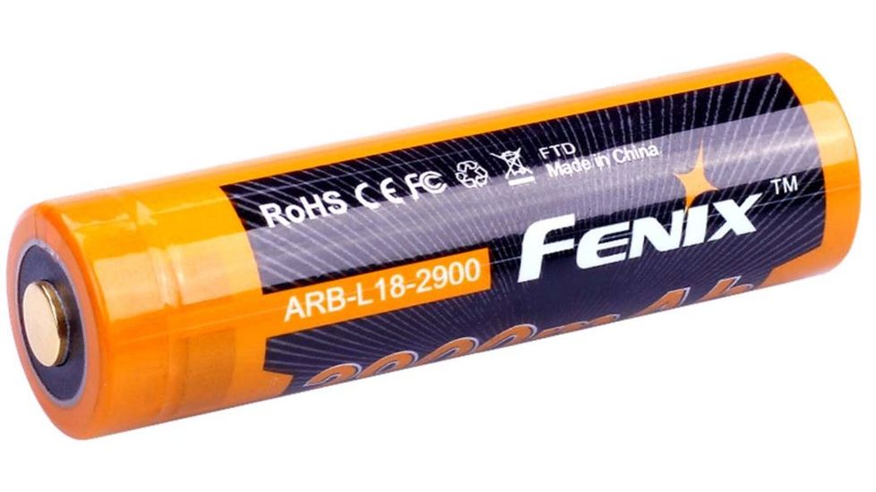 Fenix 18650 3.6V 2900mAh Protected Lithium Ion Li-ion Rechargeable Button-Top Battery, Orange/Black FENIX-ARB-L18-2900