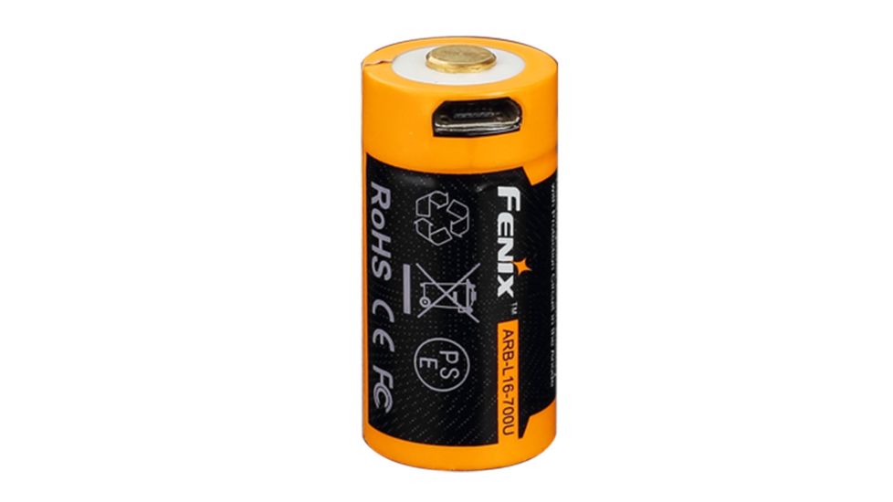 Fenix 700mAh 3.6V Button Top Battery Li-ion with Micro USB Charging Port, Black FENIX-ARB-L16-700U