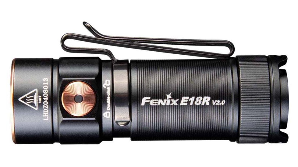 Fenix E18R V2.0 Rechargeable EDC Flashlight, 16340, Luminus SST40 Cool White LED, 1200 Lumens, E18RV2BK