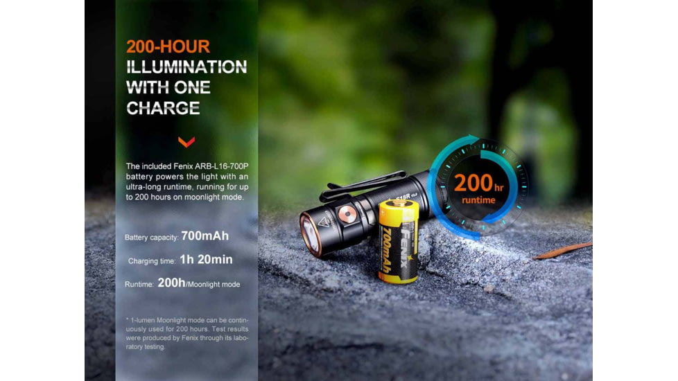 Fenix E18R V2.0 Rechargeable EDC Flashlight, 16340, Luminus SST40 Cool White LED, 1200 Lumens, E18RV2BK