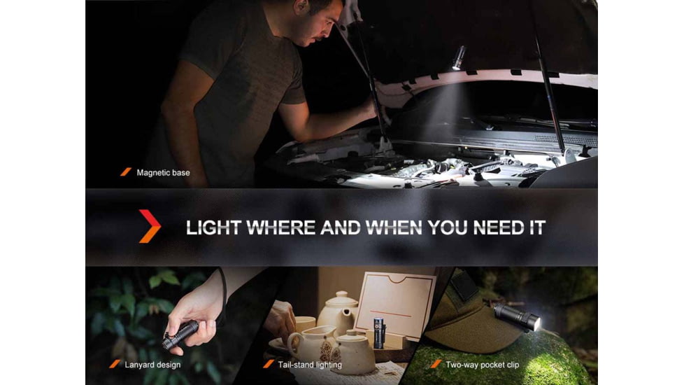 Fenix E18R V2.0 Rechargeable EDC Flashlight, 16340, Luminus SST40 Cool White LED, 1200 Lumens, E18RV2BK