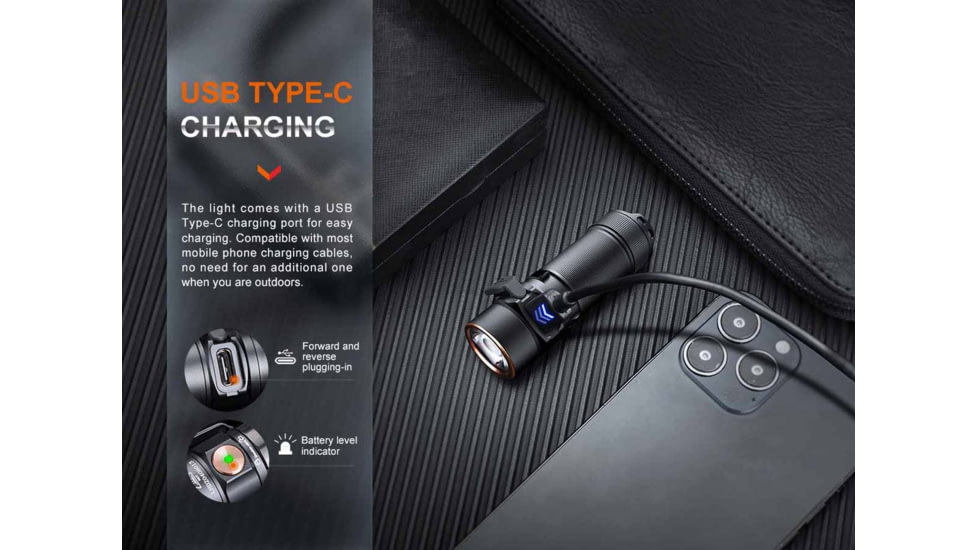 Fenix E18R V2.0 Rechargeable EDC Flashlight, 16340, Luminus SST40 Cool White LED, 1200 Lumens, E18RV2BK