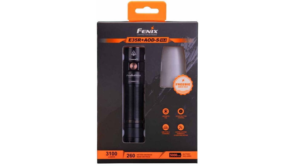 Fenix Lighting E35R Lithium Ion 3100 Lumens Luminus SST70 LED Flashlight, Black, E35RLSBK