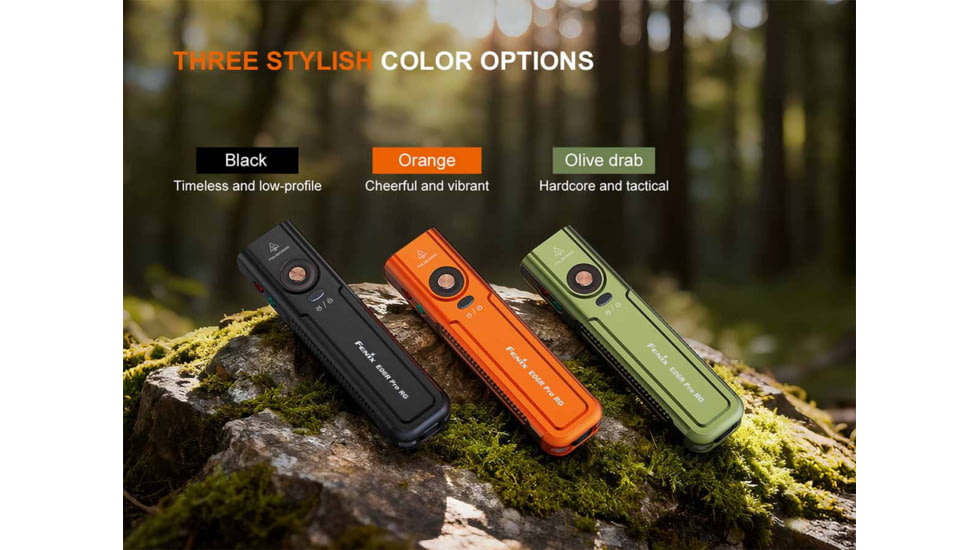 Fenix E06R PRO RG, Flashlight, White/Red LED with Green Laser, 1600 Lumens, 4.84 Long, Anodized Finish, Black, Built-in Rechargeable 1650mAh Battery, Includes USB Type-C Charging Cable
