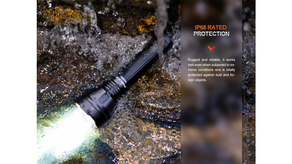 Fenix HT32, Flashlight, White/Red/Green LED, 2,500 Lumens, 6.3 Long, Anodized Finish, Black, Includes Rechargeable 21700 Battery and USB Type-C Charging Cable