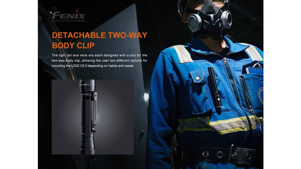 Fenix LD22 V2, Flashlight, White LED, 800 Lumens, 5.83 Long, Anodized Finish, Black, Includes Rechargeable 1600 mAh Battery and USB Type-C Charging Cable