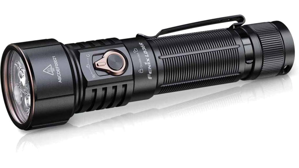 Fenix LD36R, Flashlight, White/Red/Blue/Green LED, 3,600 Lumens, Anodized Finish, Black, Includes Rechargeable ARB-L21-6000 Battery and USB Type-C Charging Cable