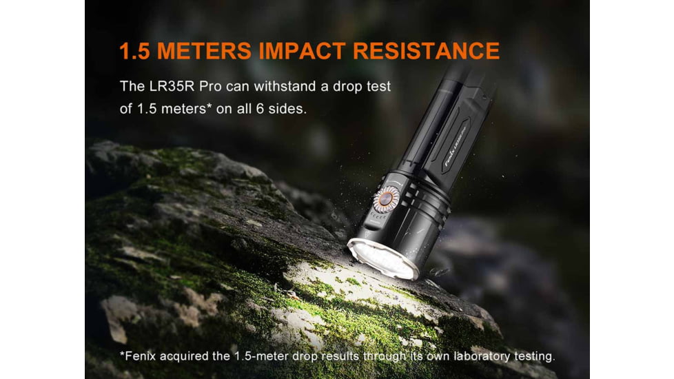 Fenix LR35R PRO, Flashlight, White/Red/UV LED, 10,000 Lumens, Anodized Finish, Black, Includes 2-Rechargeable ARB-L21-6000 Batteries and USB Type-C Charging Cable