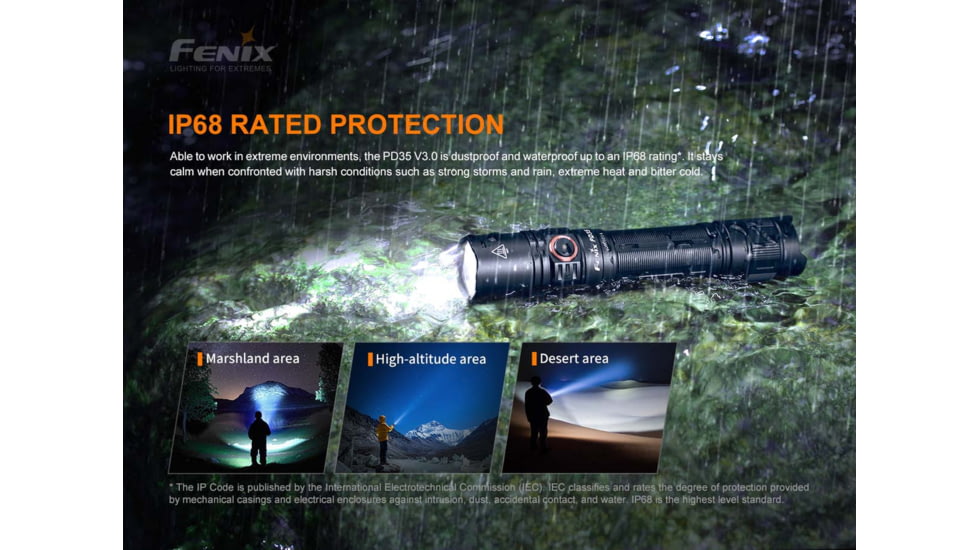 Fenix PD35 V3, Flashlight, White LED, 1,700 Lumens, Anodized Finish, Black, Includes Rechargeable 18650 Battery and USB Type-C Charging Cable