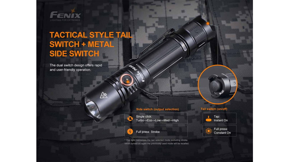 Fenix PD35 V3, Flashlight, White LED, 1,700 Lumens, Anodized Finish, Black, Includes Rechargeable 18650 Battery and USB Type-C Charging Cable