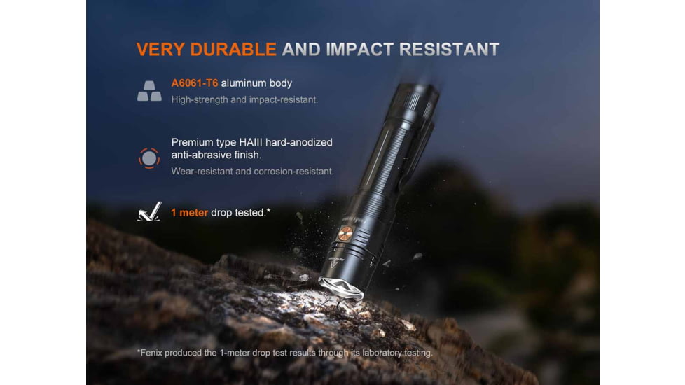 Fenix PD36R ACE, Flashlight, White LED, 3,000 Lumens, Anodized Finish, Black, Includes Rechargeable ARB-L21-5000 Battery and USB Type-C Charging Cable