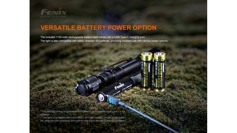 Fenix LD22 V2.0 LED Flashlight, AA, Luminus LED, White, 800 Lumens, LD22V2BK