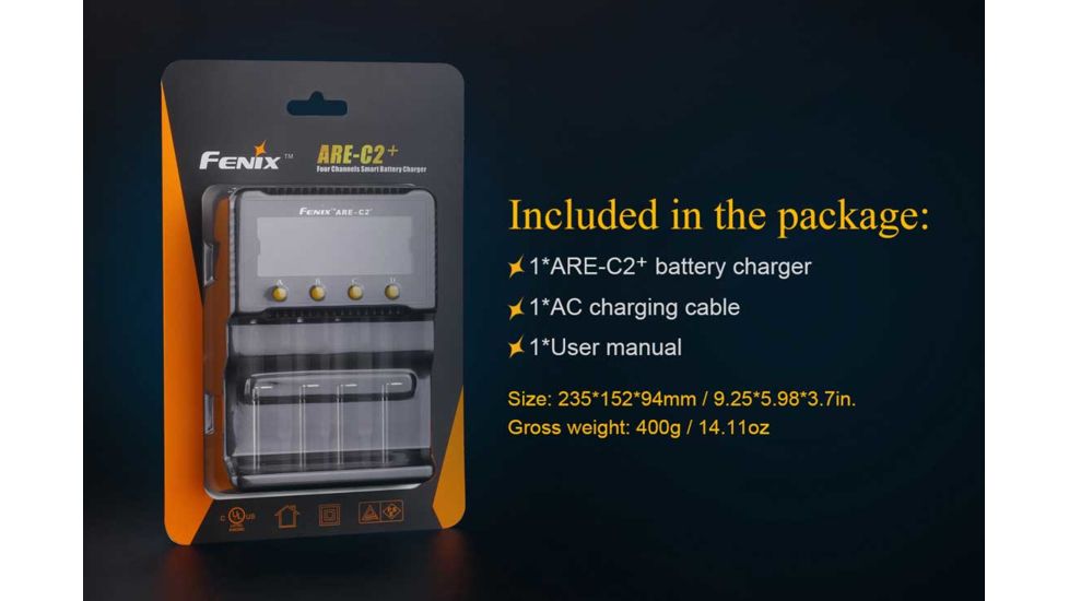 Fenix Li-ion 4-Bay Digital Charger Plus, Black ARE-C2P