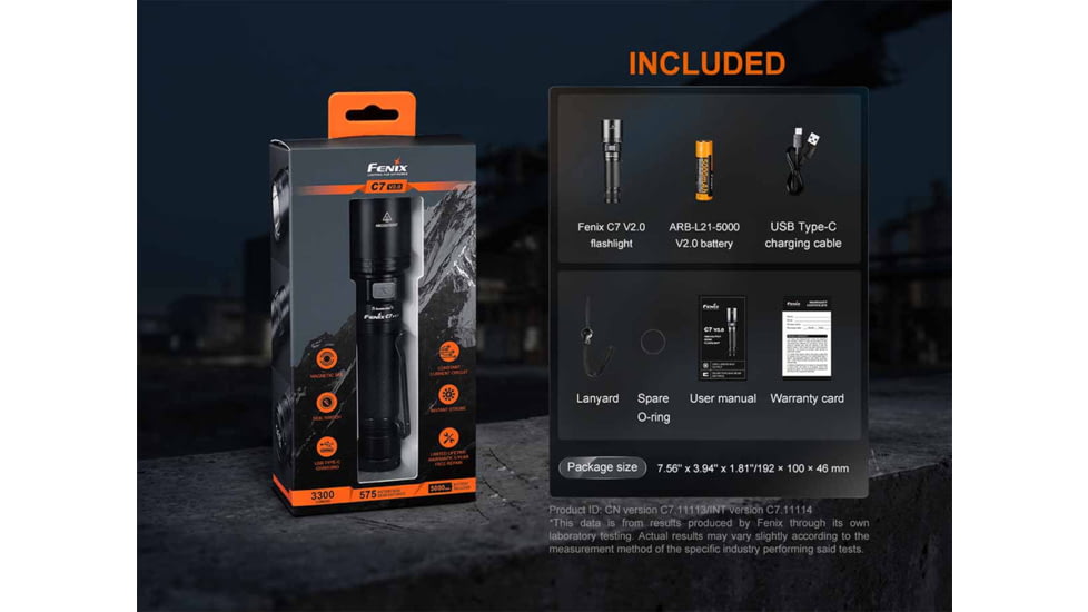 Fenix Lighting C7 V2.0 Lithium Ion 3300 Lumens LED Flashlight