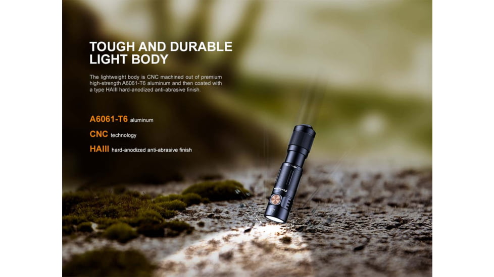 Fenix Lighting E05R Lithium Ion 400 Lumens Luminus SST20 LED Flashlight, Black, E05RG2BK