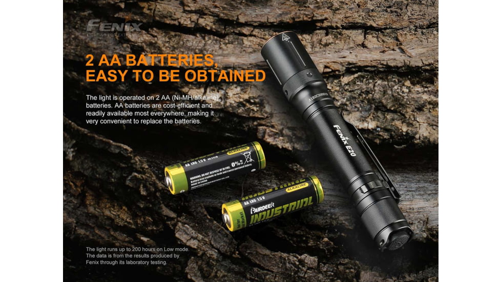 Fenix Lighting E20 V2.0 350 Lumens Luminus SST20 LED Flashlight, Black, E20V2BK