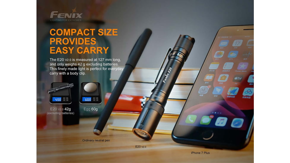 Fenix Lighting E20 V2.0 350 Lumens Luminus SST20 LED Flashlight, Black, E20V2BK
