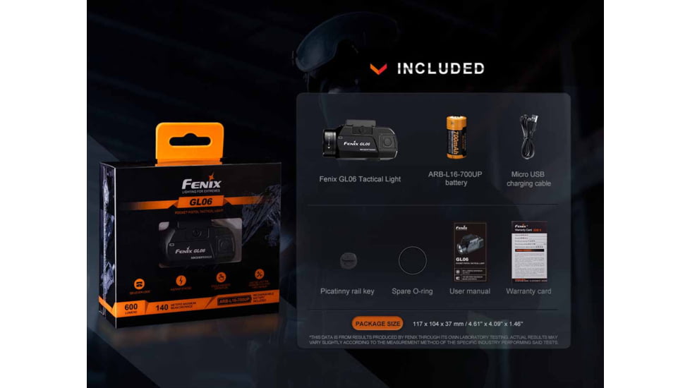 Fenix Lighting GL06-365 Lithium Ion 600 Lumens CREE XPL HI LED Flashlight, Black, GL06SGBK