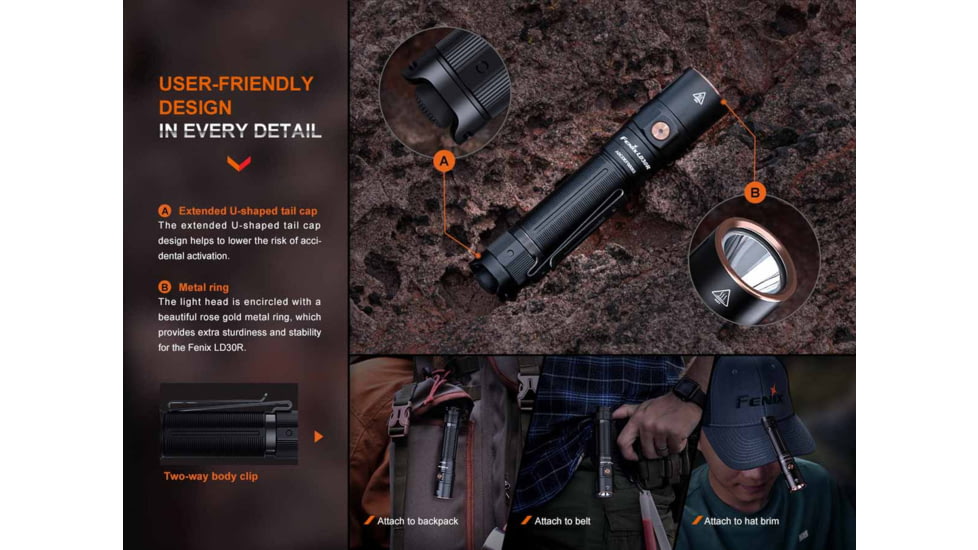 Fenix Lighting LD30R Lithium Ion 1700 Lumens Luminus SST40 LED Flashlight, Black, LD30RXBK
