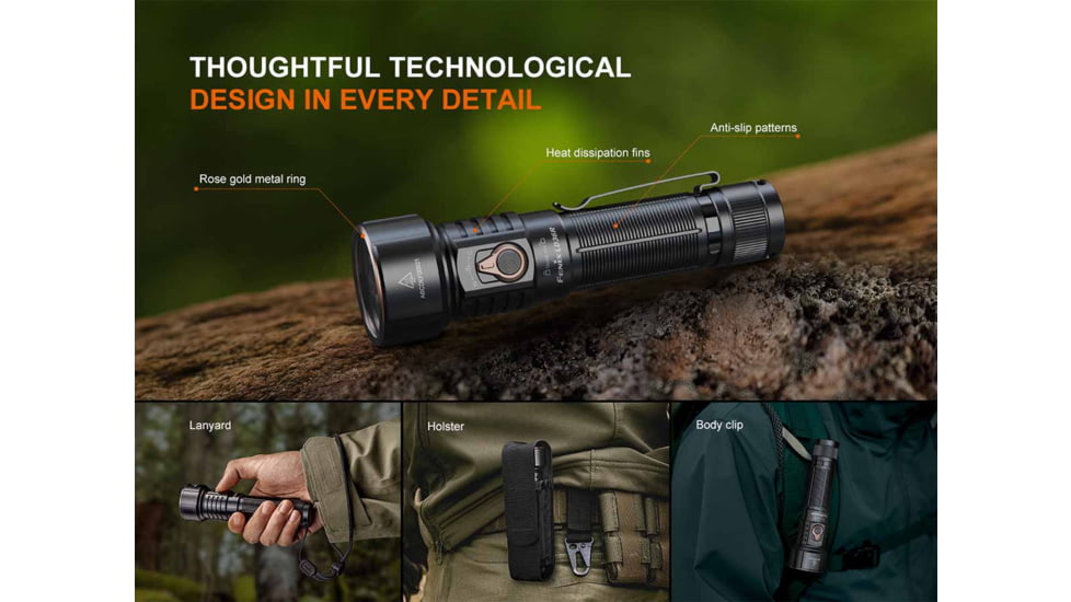 Fenix Lighting LD36R Lithium Ion 3600 Lumens Luminus SFT25R Gen2 LED, RGB LED Flashlight, Black, LD36RSBK