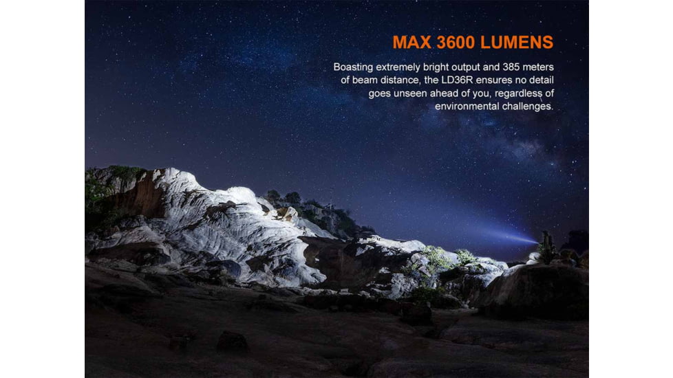 Fenix Lighting LD36R Lithium Ion 3600 Lumens Luminus SFT25R Gen2 LED, RGB LED Flashlight, Black, LD36RSBK