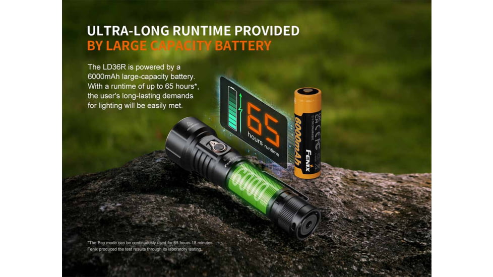 Fenix Lighting LD36R Lithium Ion 3600 Lumens Luminus SFT25R Gen2 LED, RGB LED Flashlight, Black, LD36RSBK