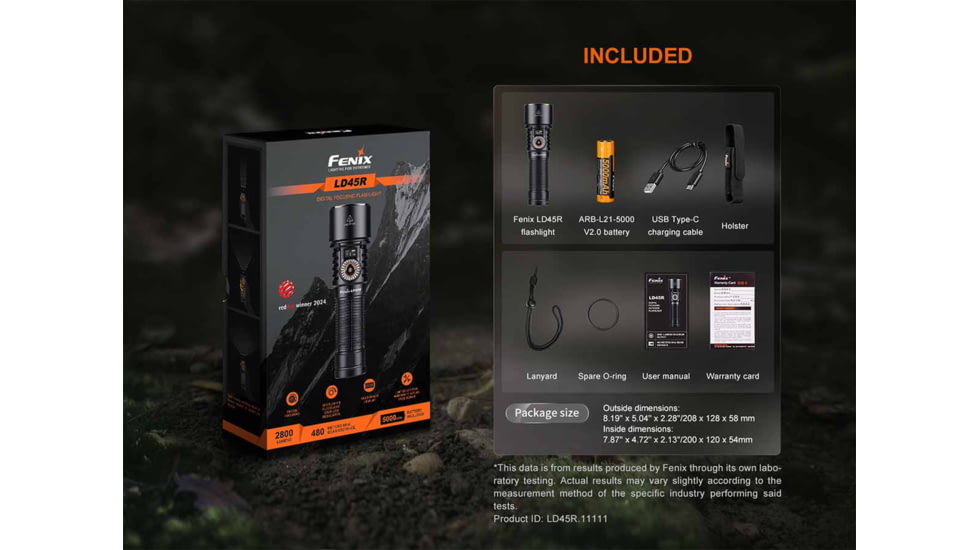 Fenix Lighting LD45R Lithium Ion 2800 Lumens Luminus SFT70 LED Flashlight, Black, LD45RXBK