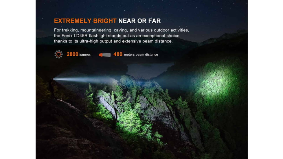Fenix Lighting LD45R Lithium Ion 2800 Lumens Luminus SFT70 LED Flashlight, Black, LD45RXBK