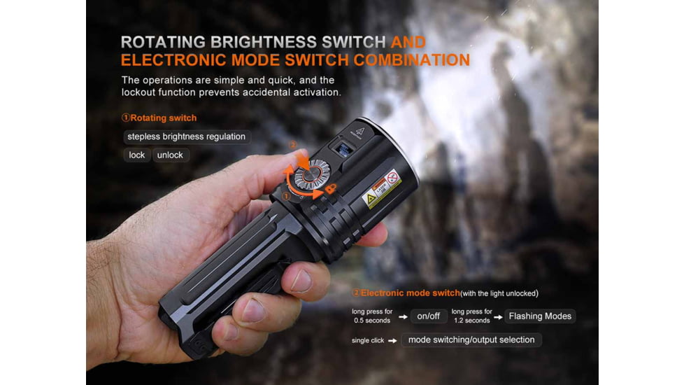 Fenix Lighting LR36R Lithium Ion 10000 Lumens Luminus SST 25 LED, CT1-Mini Laser Flashlight, Black, LR36RXBK