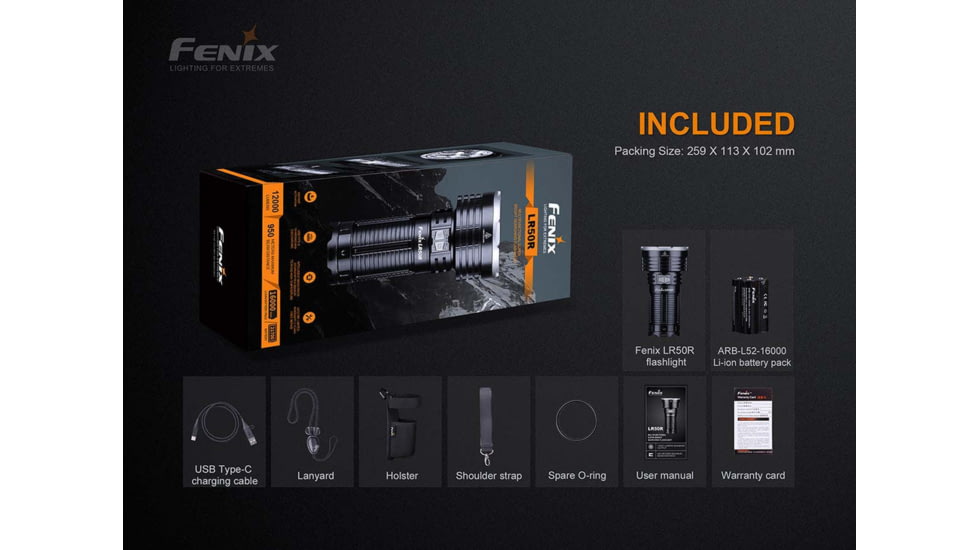 Fenix Lighting LR50R Lithium Ion 12000 Lumens Flashlight
