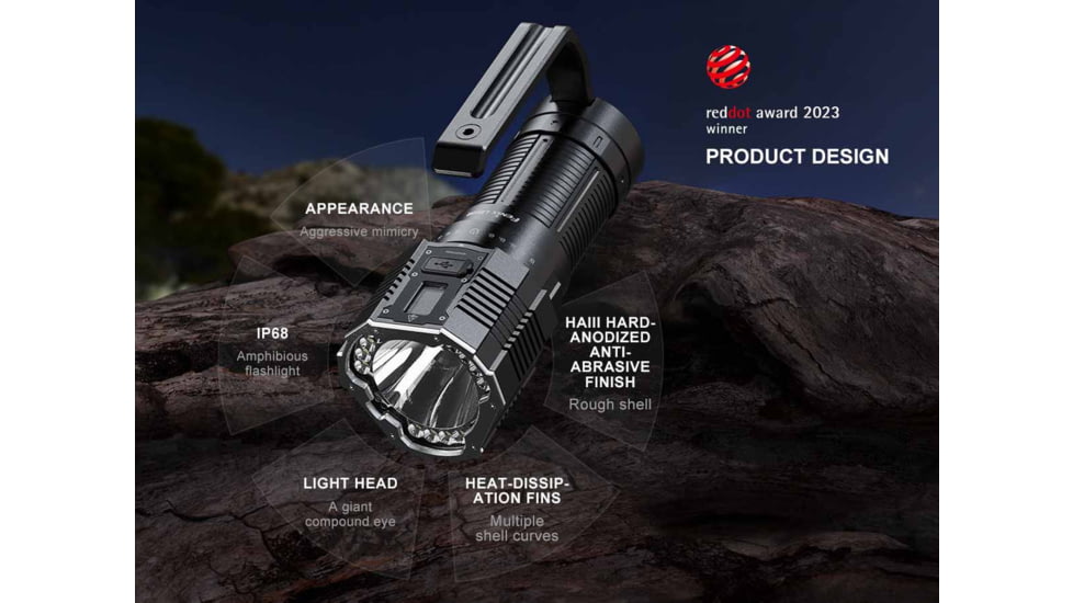 Fenix Lighting LR60R Lithium Ion 21000 Lumens Luminus SFT70 LED, Luminus SST40 LED Flashlight, Black, LR60RXBK