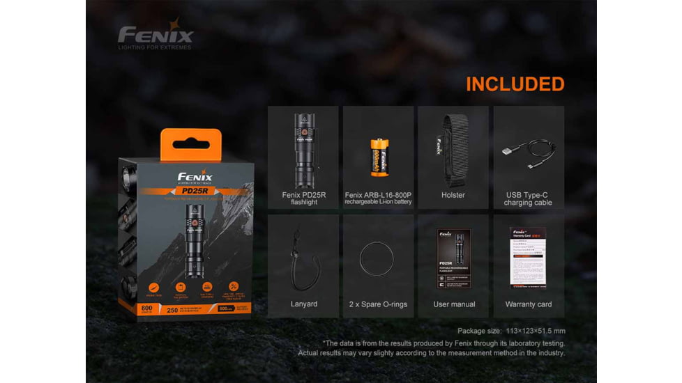 Fenix Lighting PD25R 800 Lumens Luminus SST20 LED Flashlight, Black, PD25RSTBK