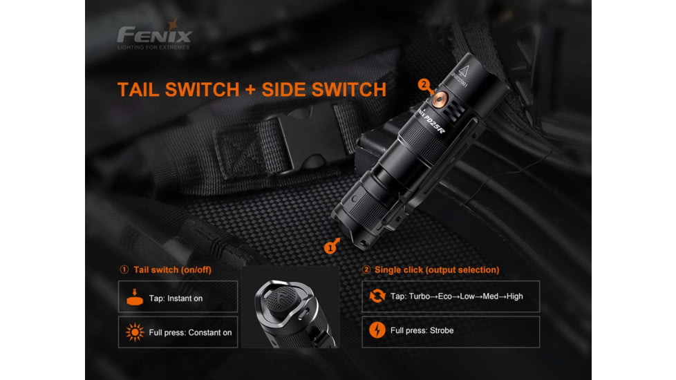 Fenix Lighting PD25R 800 Lumens Luminus SST20 LED Flashlight, Black, PD25RSTBK