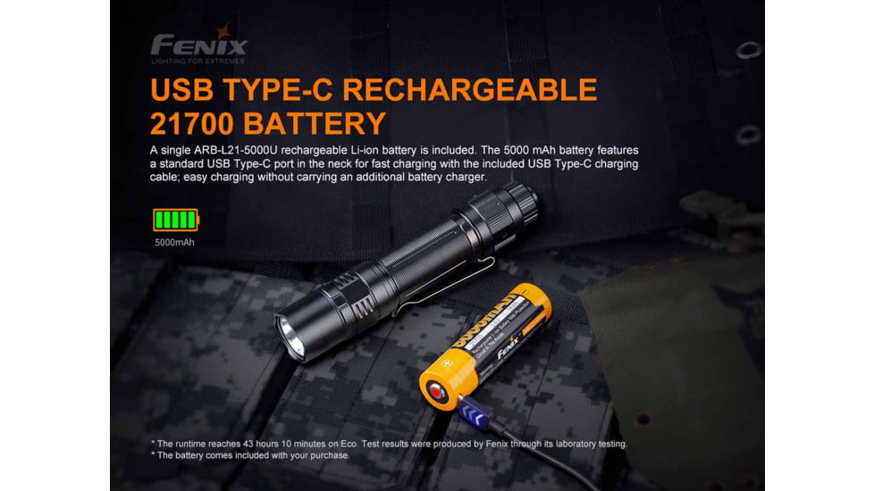 Fenix Lighting PD36 TAC Lithium Ion 3000 Lumens Luminus SST70 LED Flashlight, Black, PD36TCBK