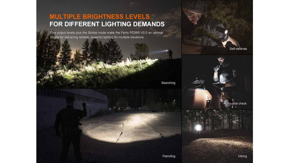 Fenix Lighting PD36R V2.0 Lithium Ion 1700 Lumens Luminus SFT40 LED Flashlight, Black, PD36RV2BK