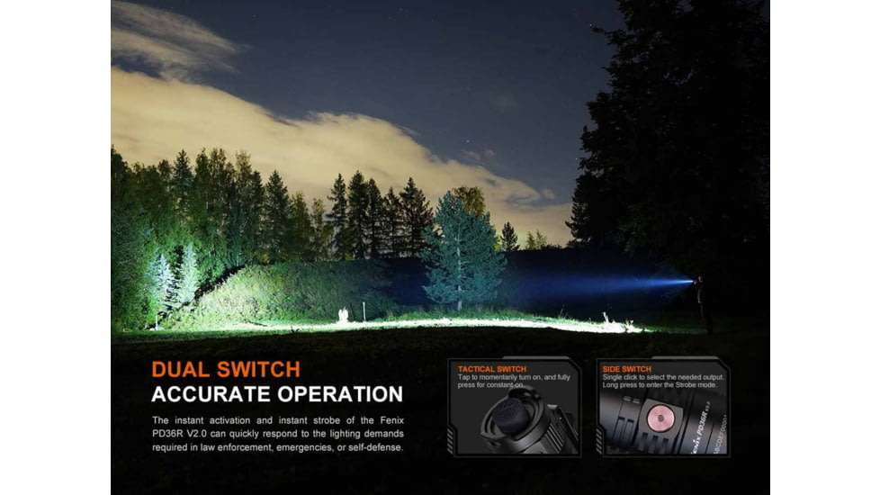 Fenix Lighting PD36R V2.0 Lithium Ion 1700 Lumens Luminus SFT40 LED Flashlight, Black, PD36RV2BK