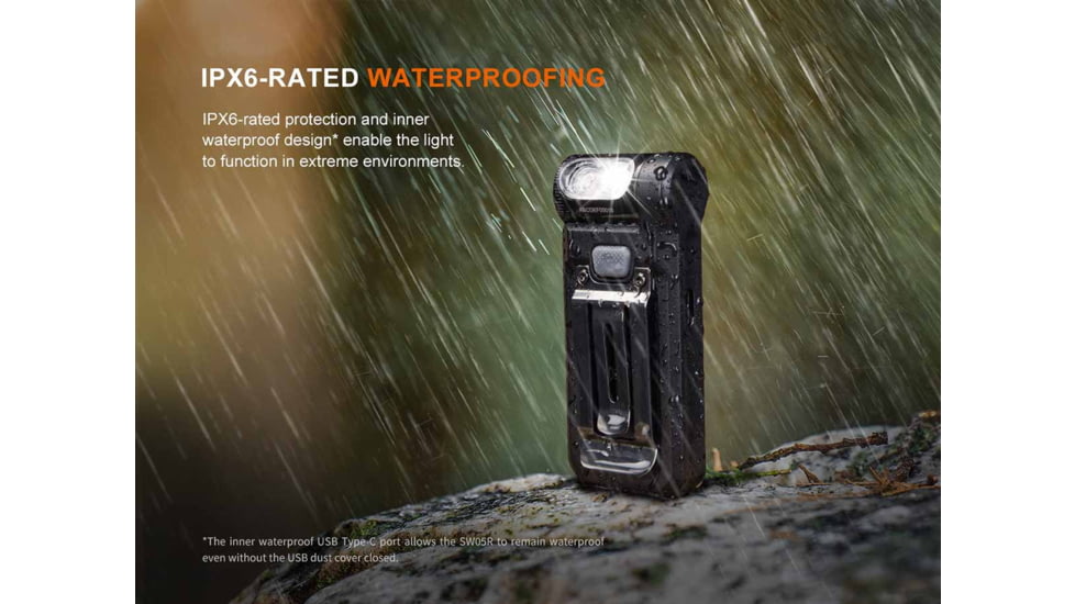 Fenix Lighting SW05R-RED Lithium Ion 150 Lumens LED Flashlight, Black, SW05RRDBK