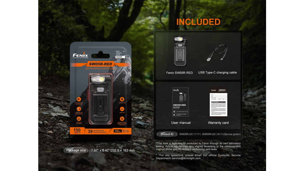 Fenix Lighting SW05R-RED Lithium Ion 150 Lumens LED Flashlight, Black, SW05RRDBK