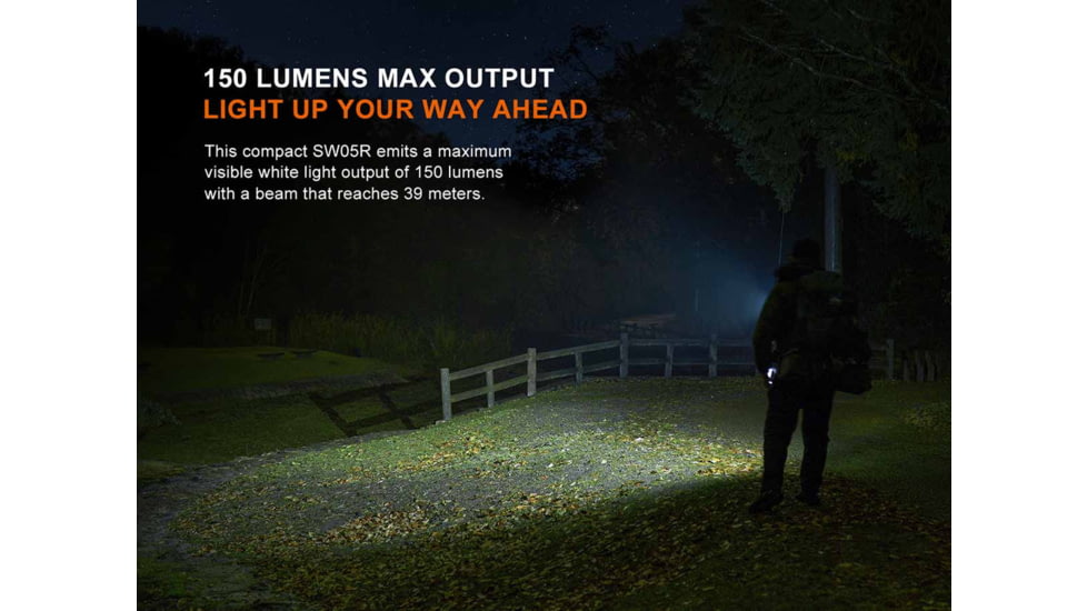 Fenix Lighting SW05R-RED Lithium Ion 150 Lumens LED Flashlight, Black, SW05RRDBK