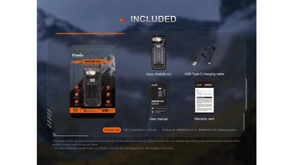Fenix Lighting SW05R-UV Lithium Ion 150 Lumens LED Flashlight, Black, SW05RUVBK