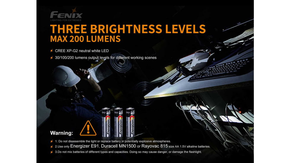 Fenix Lighting WF11E 200 Lumens Cree XP-G2 LED Flashlight, Black, WF11ISOR