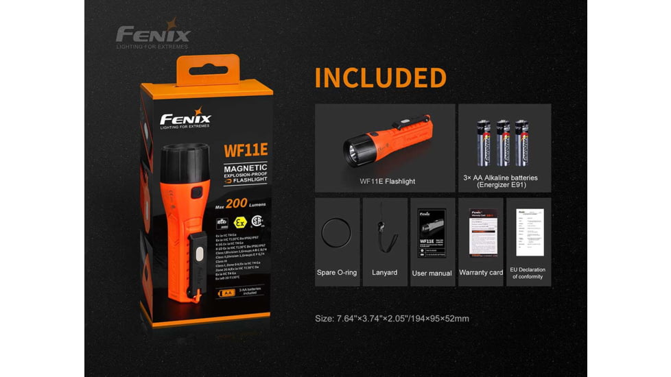 Fenix Lighting WF11E 200 Lumens Cree XP-G2 LED Flashlight, Black, WF11ISOR