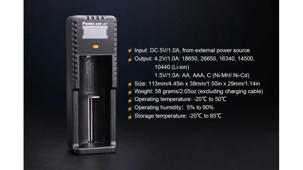 Fenix Multi-Sized Battery Charger, Black ARE-X1-P