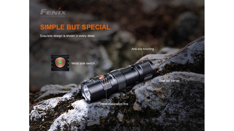 Fenix PD25R Rechargeable EDC Flashlight, USB Type-C, Luminus SST20 LED, White, 800 Lumens, PD25RSTBK