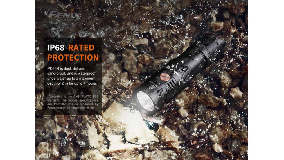 Fenix PD25R Rechargeable EDC Flashlight, USB Type-C, Luminus SST20 LED, White, 800 Lumens, PD25RSTBK