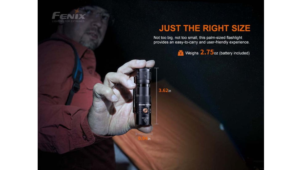 Fenix PD25R Rechargeable EDC Flashlight, USB Type-C, Luminus SST20 LED, White, 800 Lumens, PD25RSTBK