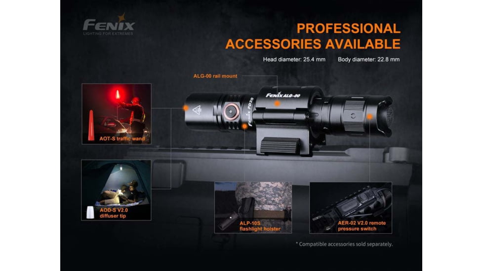 Fenix Pd35 V3.0 Flashlight, 1700 Lumens, Li-ion 18650, LED Luminus SFT40, Black PD35V3BK